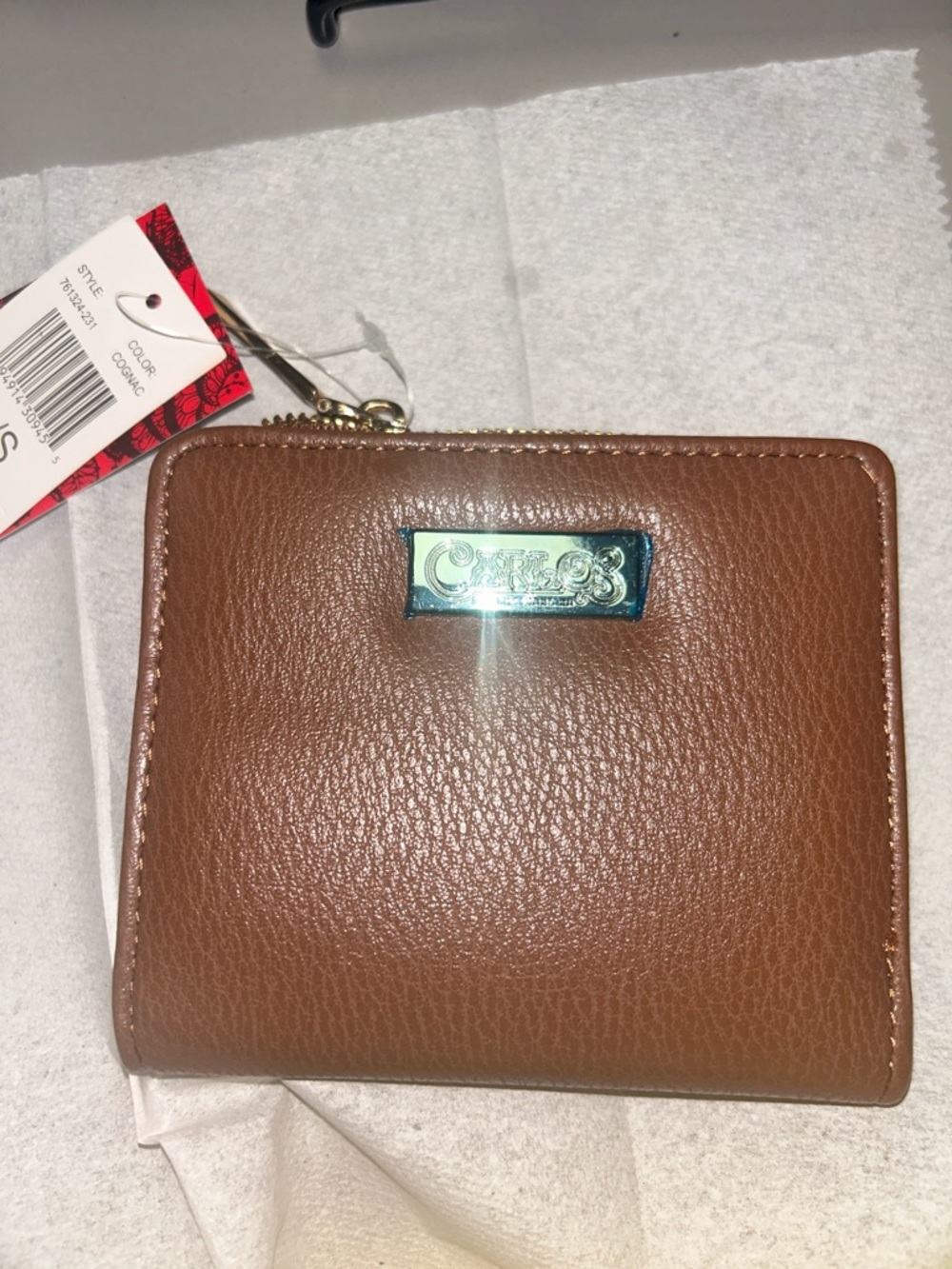 Carlos Santana Brown Leather Zip Wallet